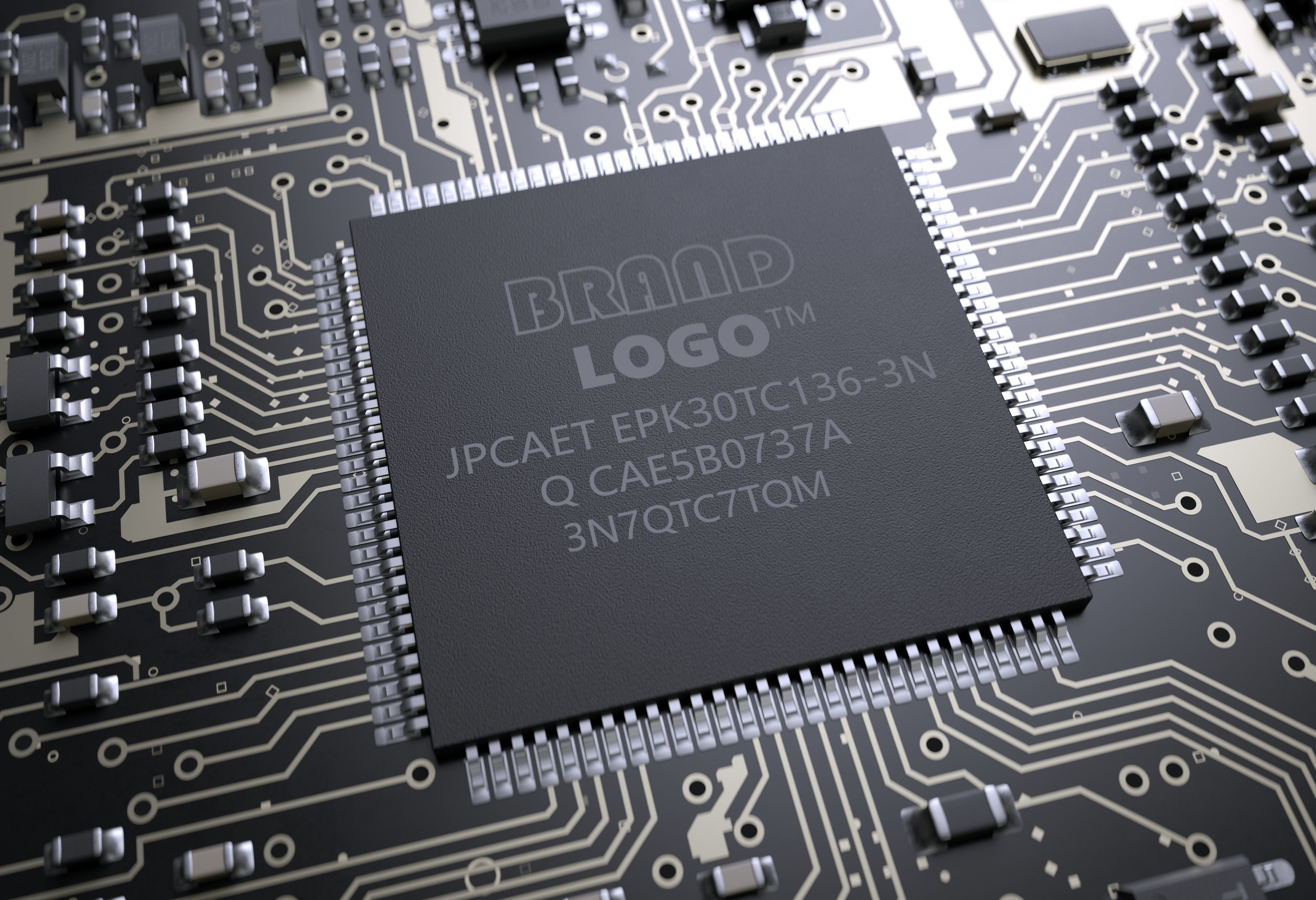 AI Electronic chip circuit board 3D model_3