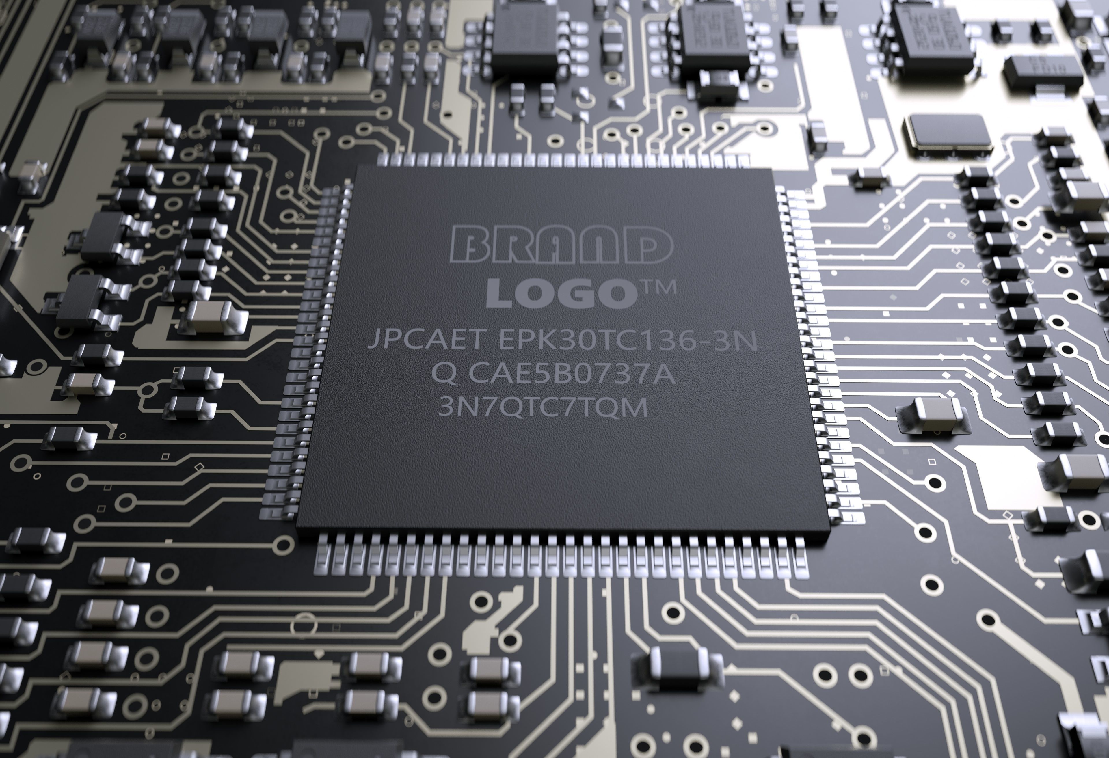 AI Electronic chip circuit board 3D model_2