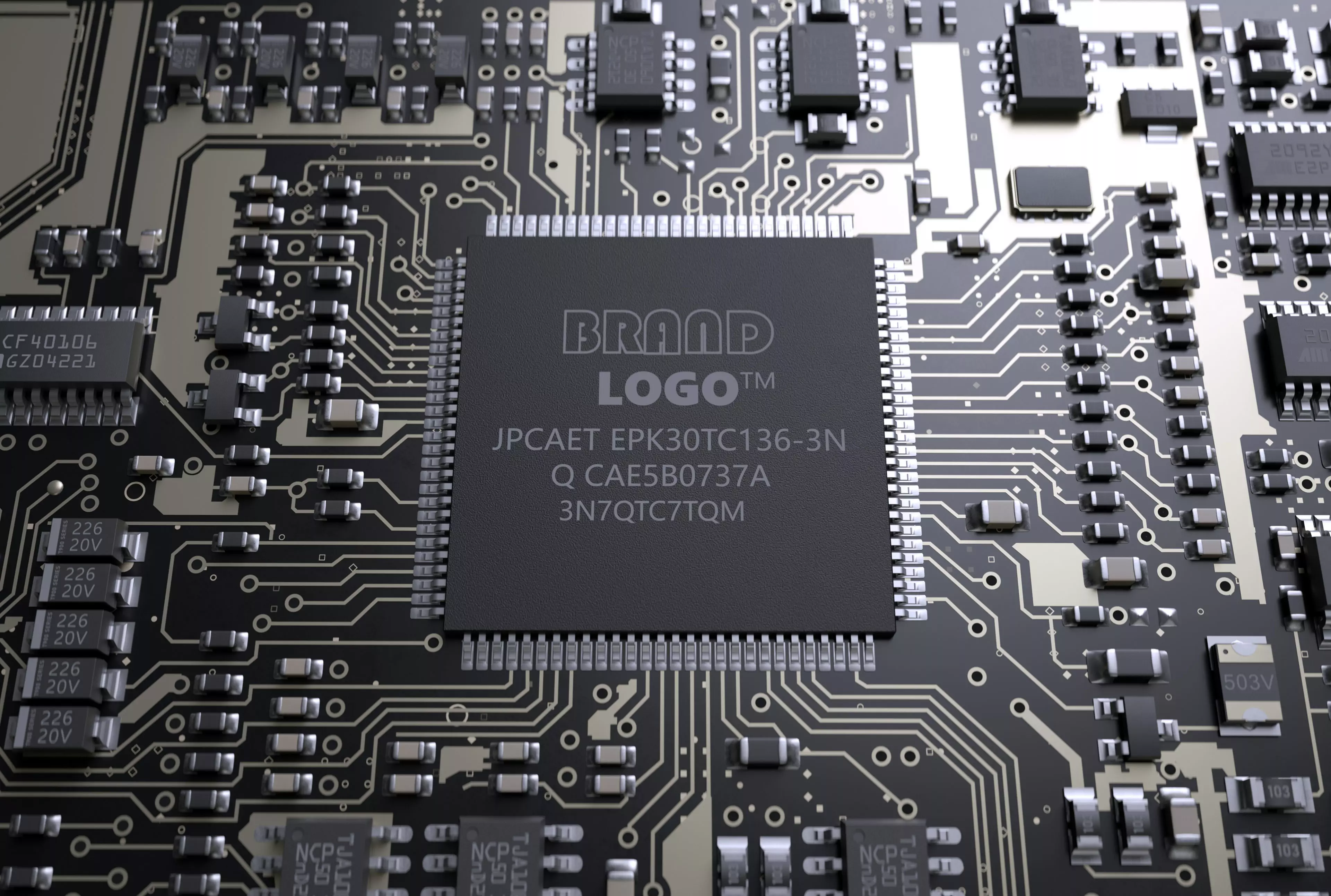 AI Electronic chip circuit board 3D model_0