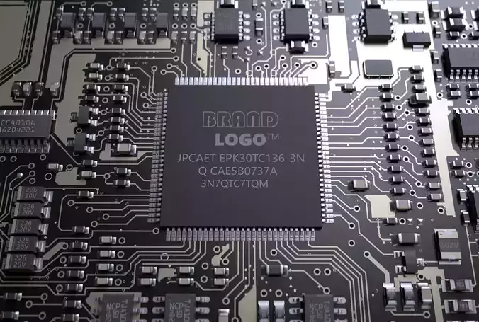 AI Electronic chip circuit board 3D model