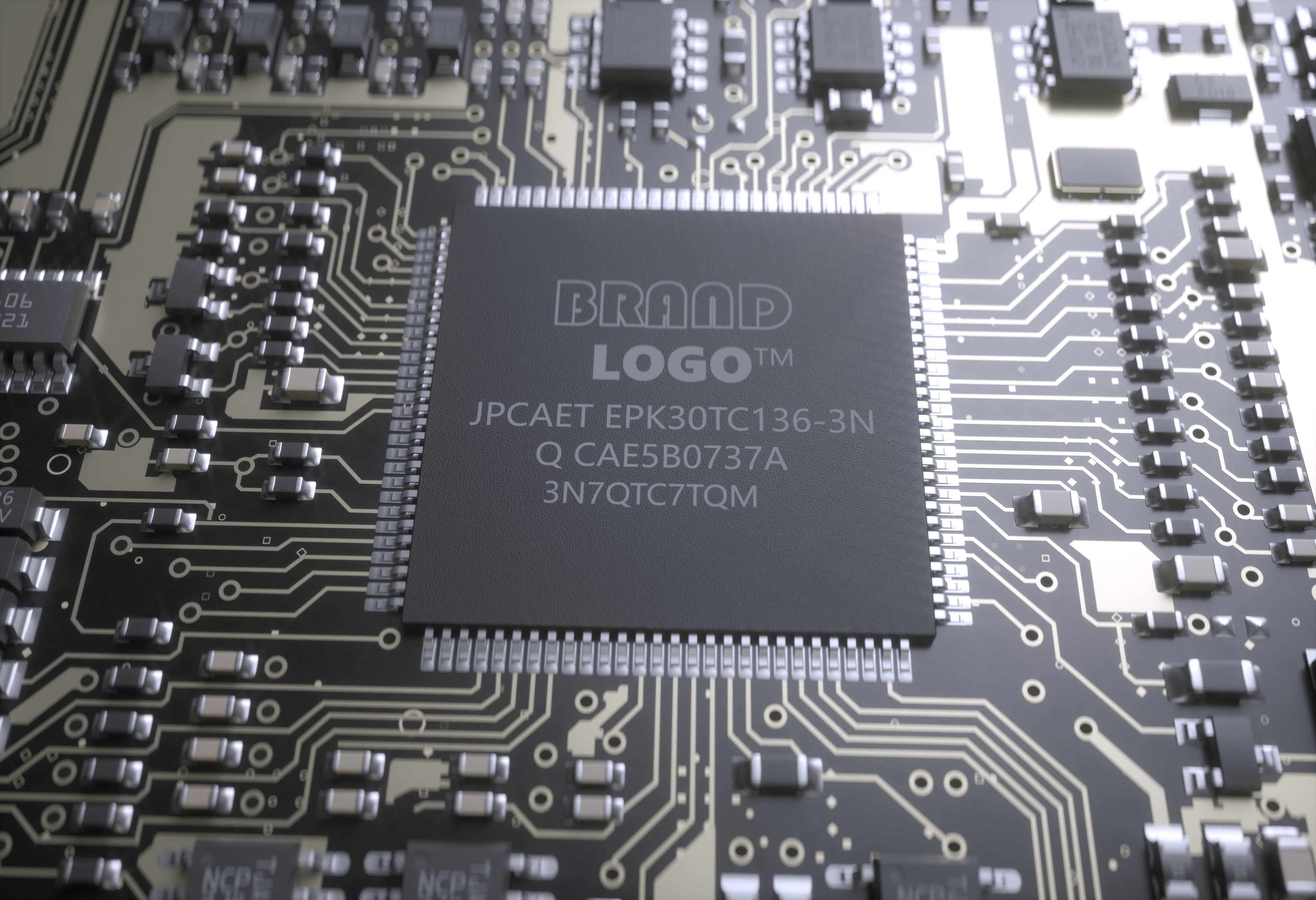AI Electronic chip circuit board 3D model_1