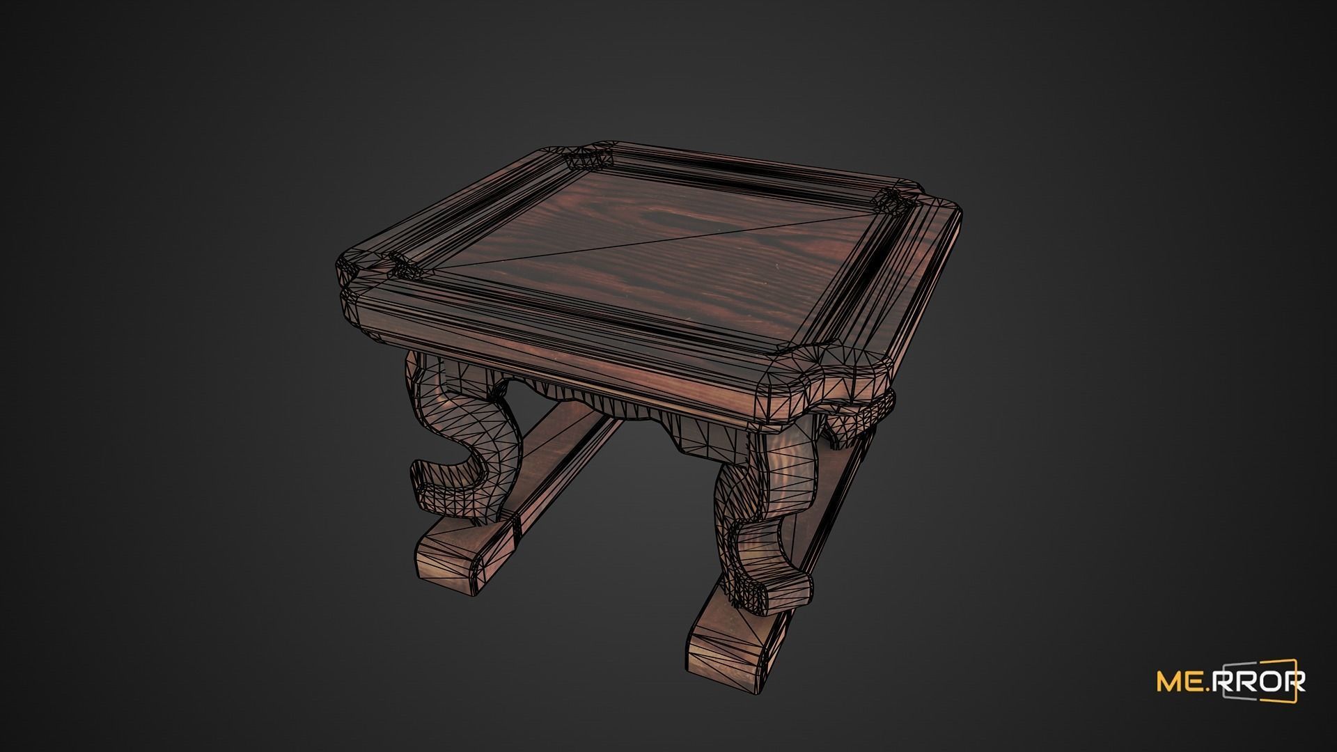 Game Ready Traditional Wooden Mini Table Low-poly 3D model_5