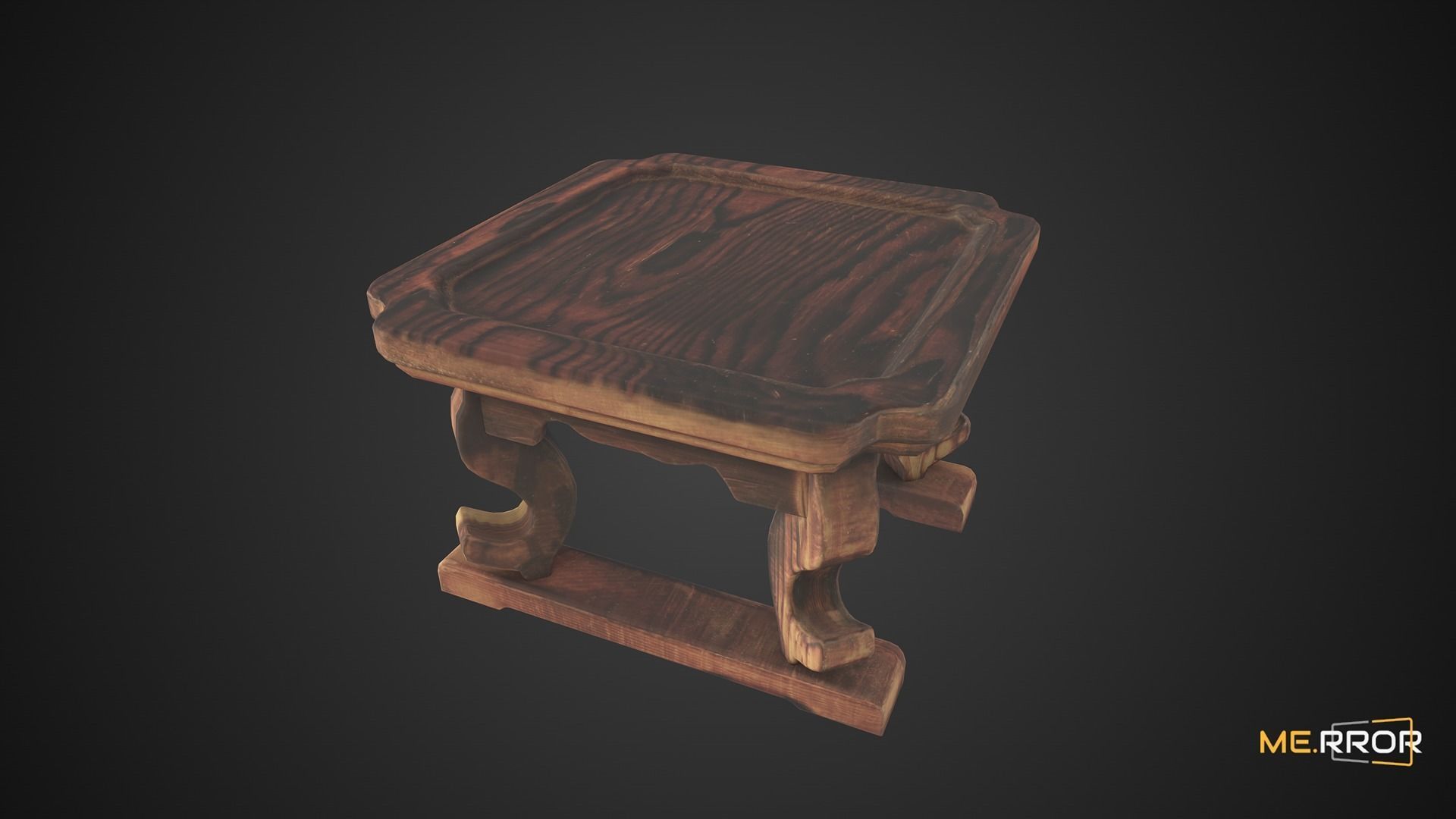 Game Ready Traditional Wooden Mini Table Low-poly 3D model_6