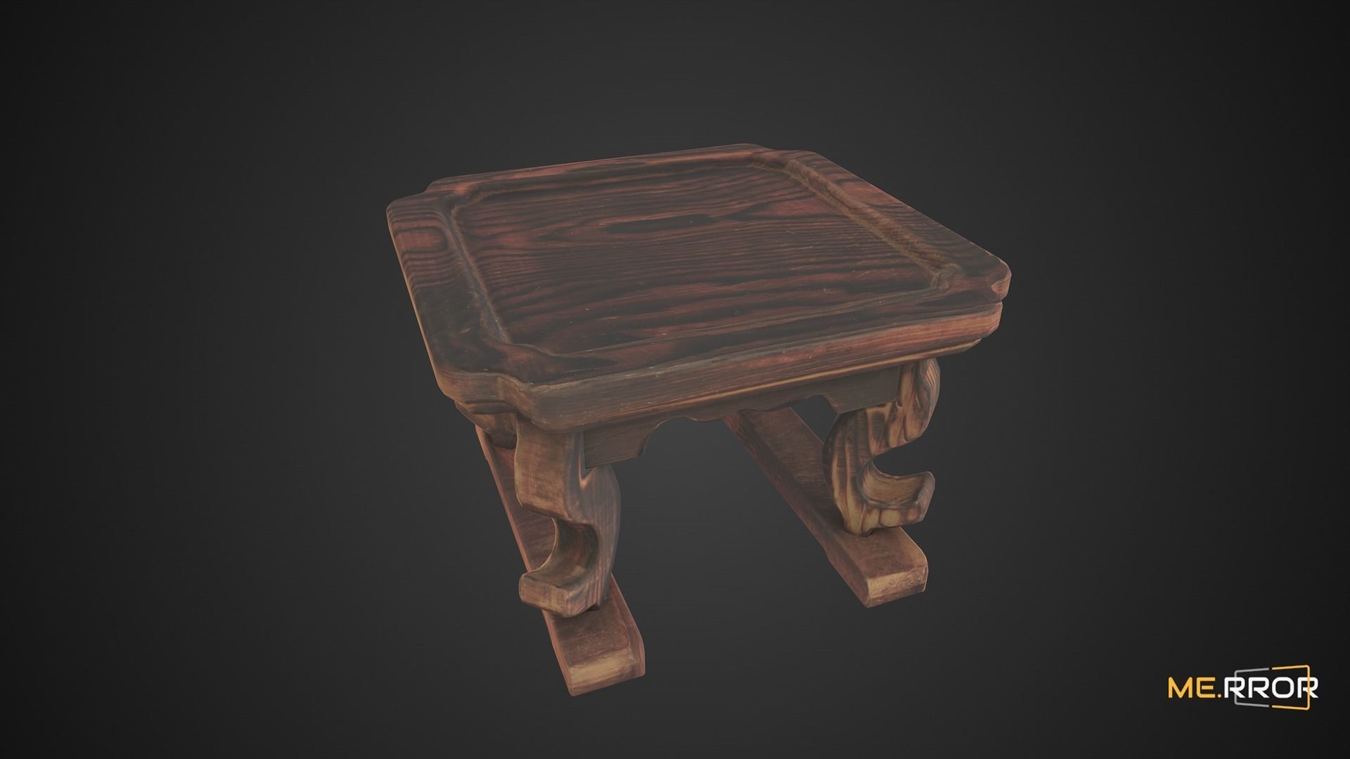 Game Ready Traditional Wooden Mini Table Low-poly 3D model_1