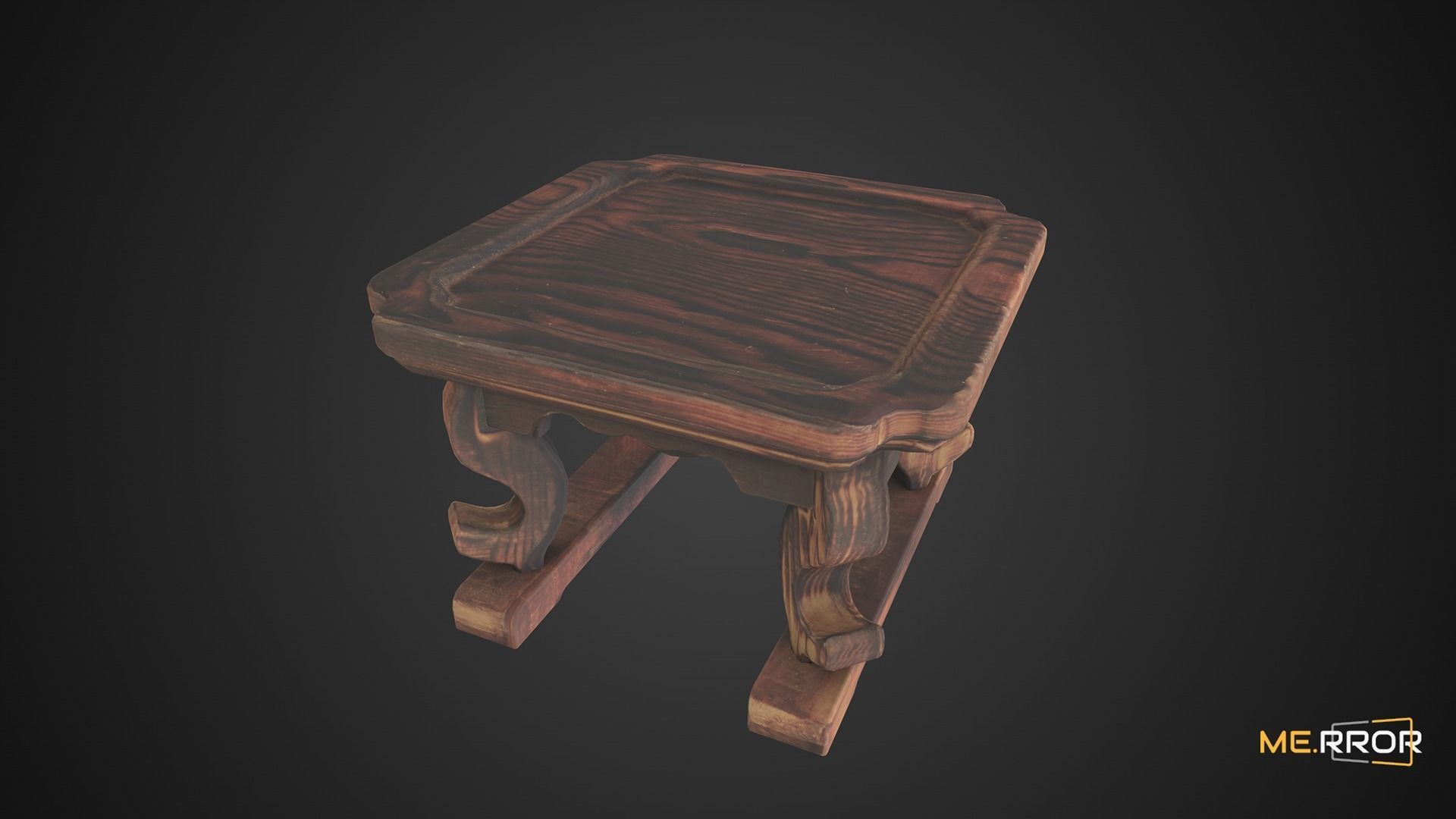 Game Ready Traditional Wooden Mini Table Low-poly 3D model_10