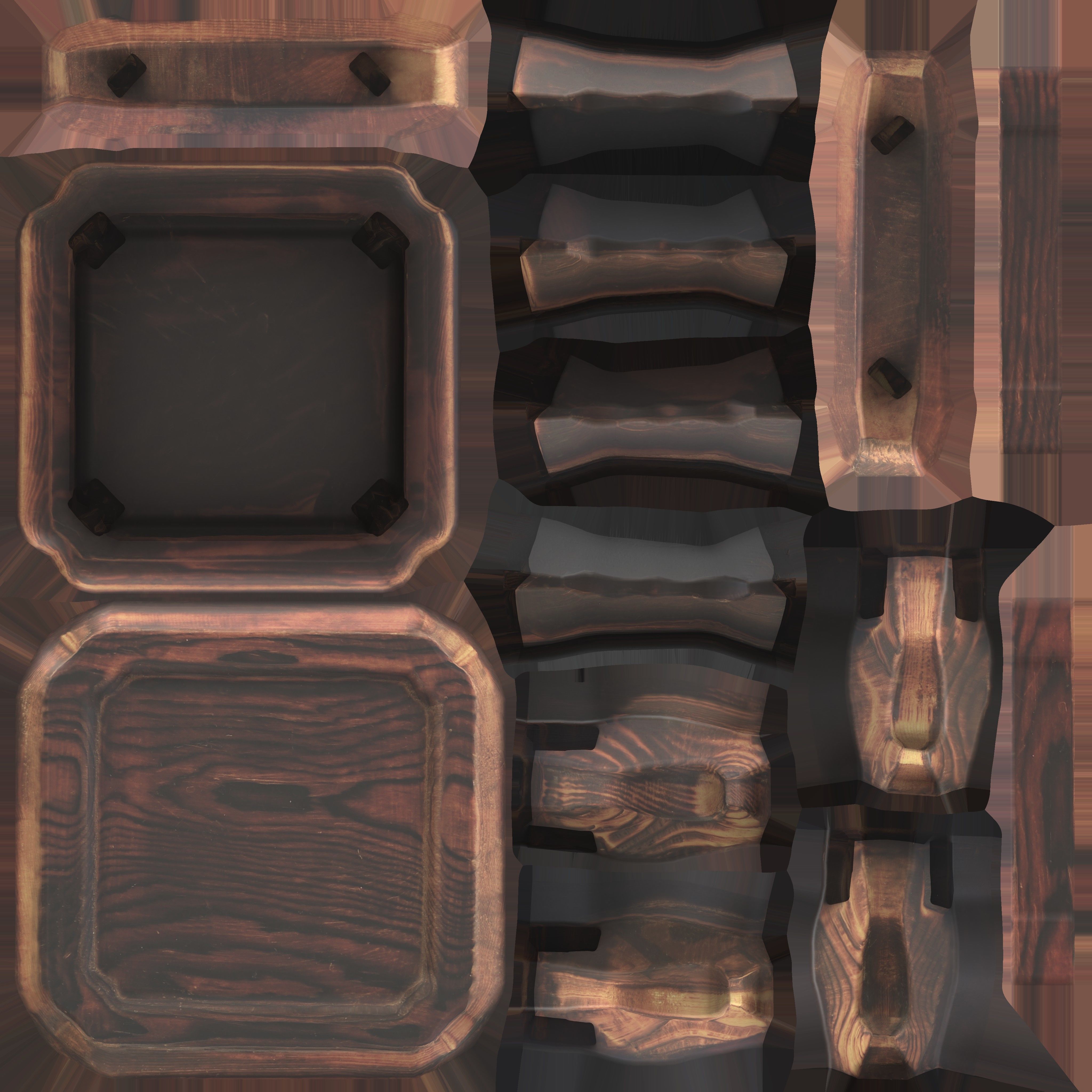 Game Ready Traditional Wooden Mini Table Low-poly 3D model_8