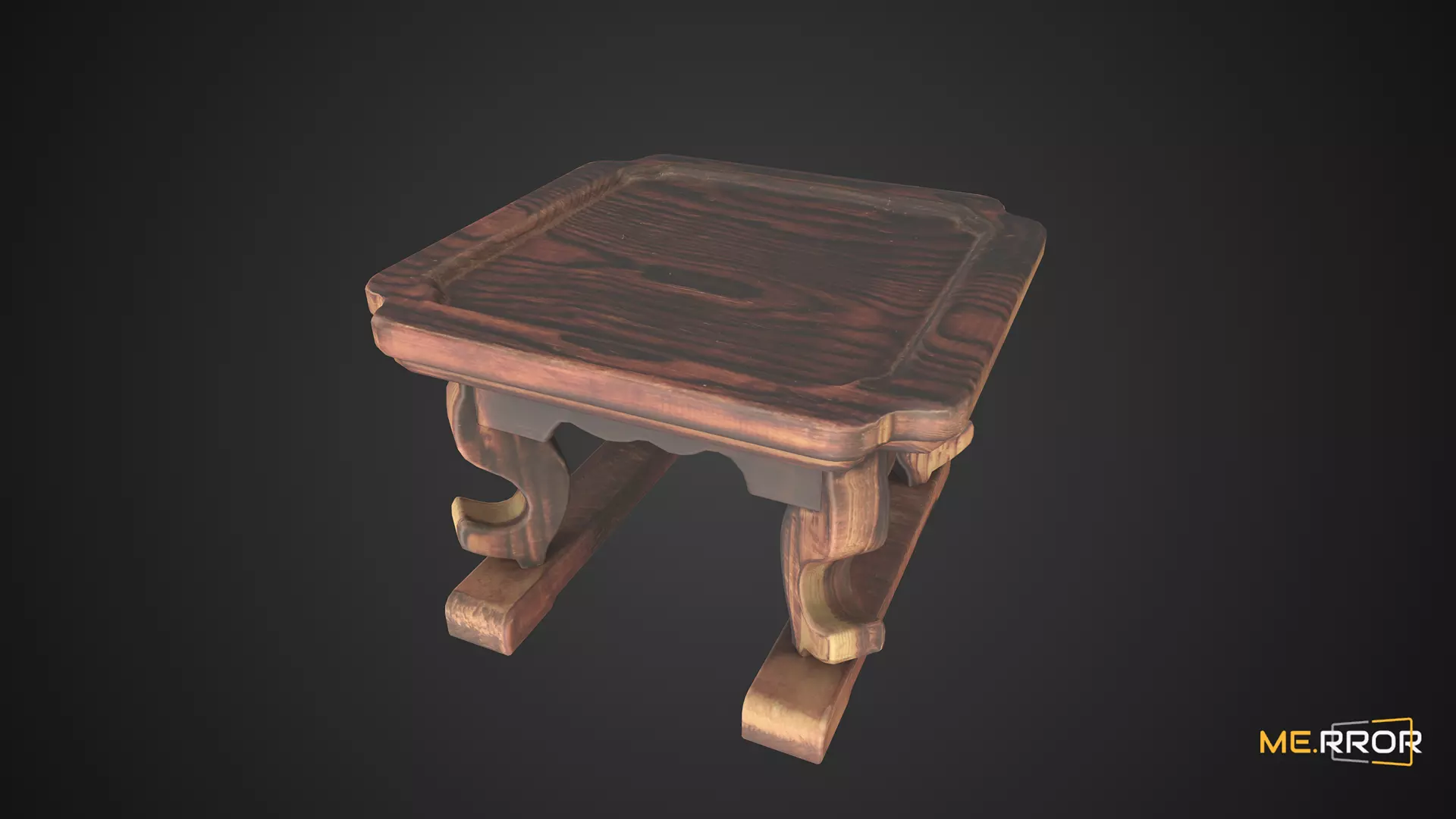 Game Ready Traditional Wooden Mini Table Low-poly 3D model_0