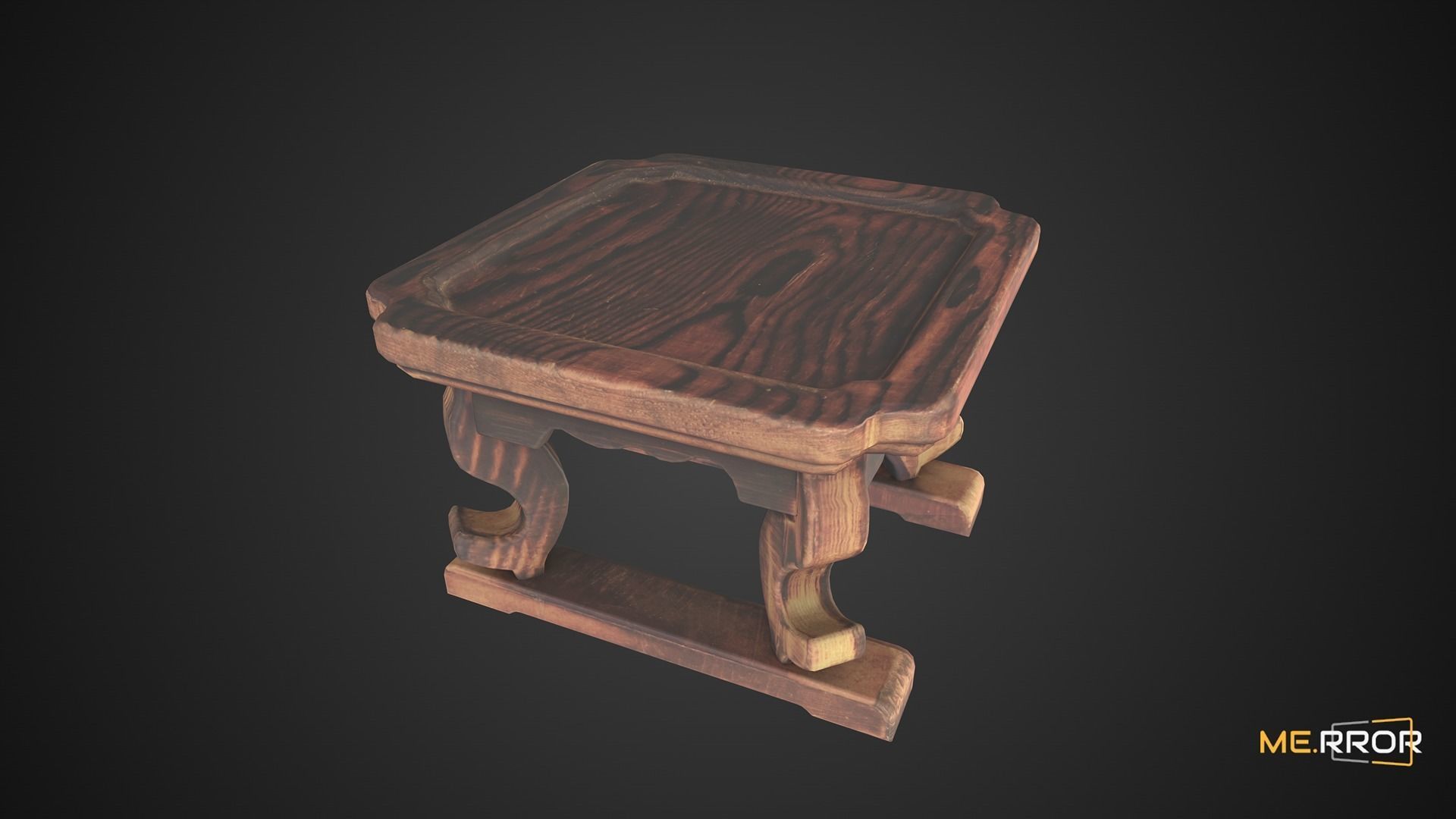 Game Ready Traditional Wooden Mini Table Low-poly 3D model_2
