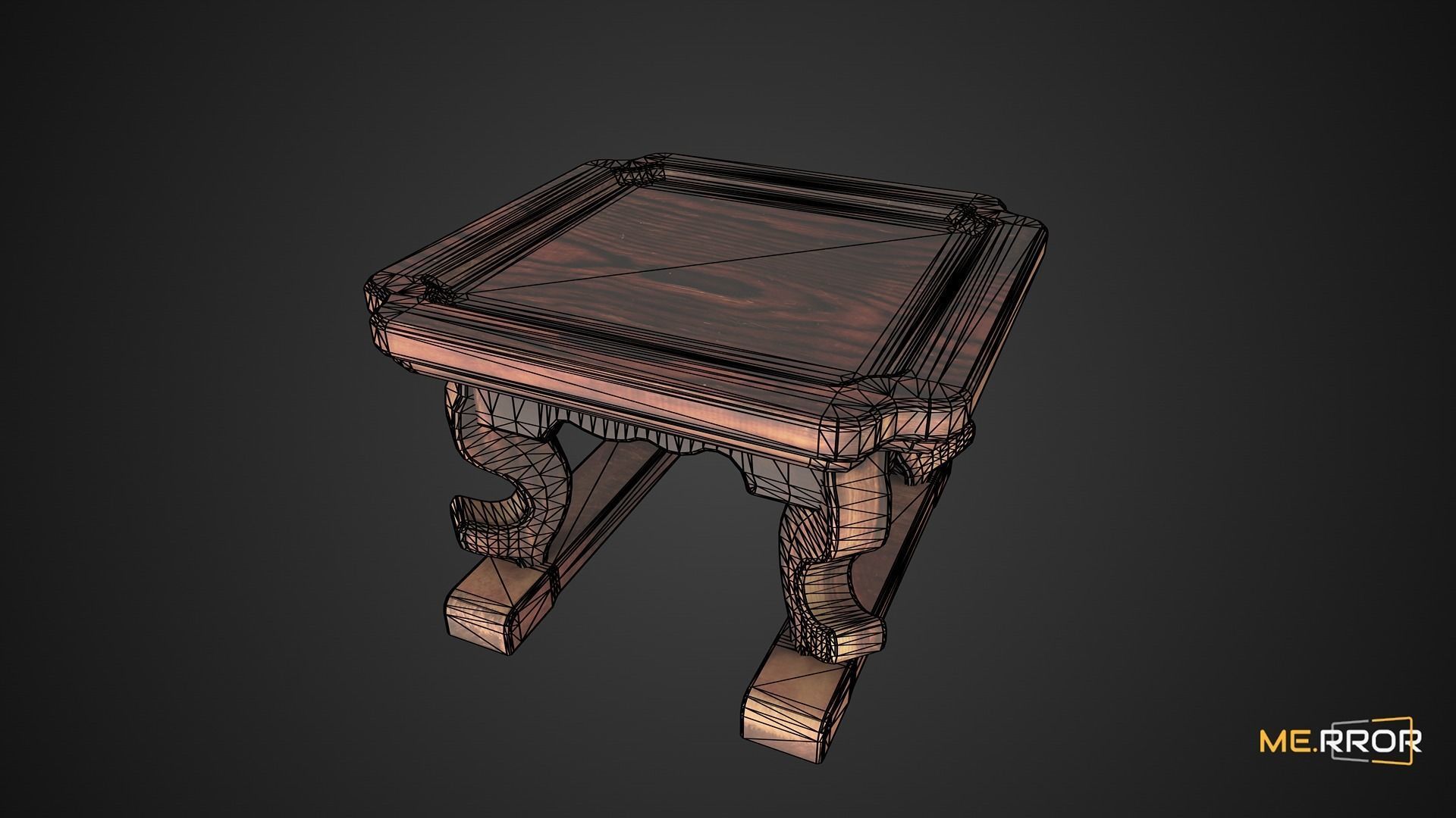 Game Ready Traditional Wooden Mini Table Low-poly 3D model_3