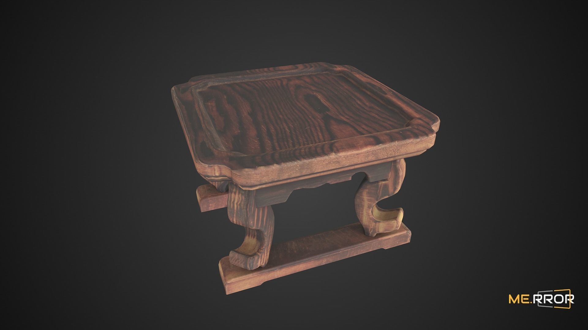 Game Ready Traditional Wooden Mini Table Low-poly 3D model_7