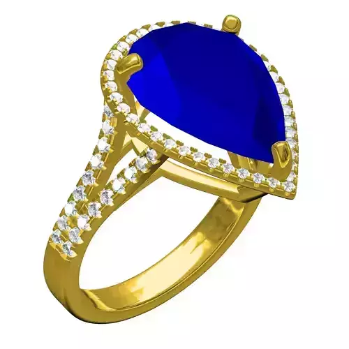 Unique Pear Halo Split Shank Micro Prong Set Engagement Ring