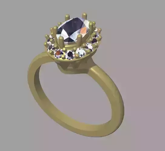 Cluster Ring With Oval Gem