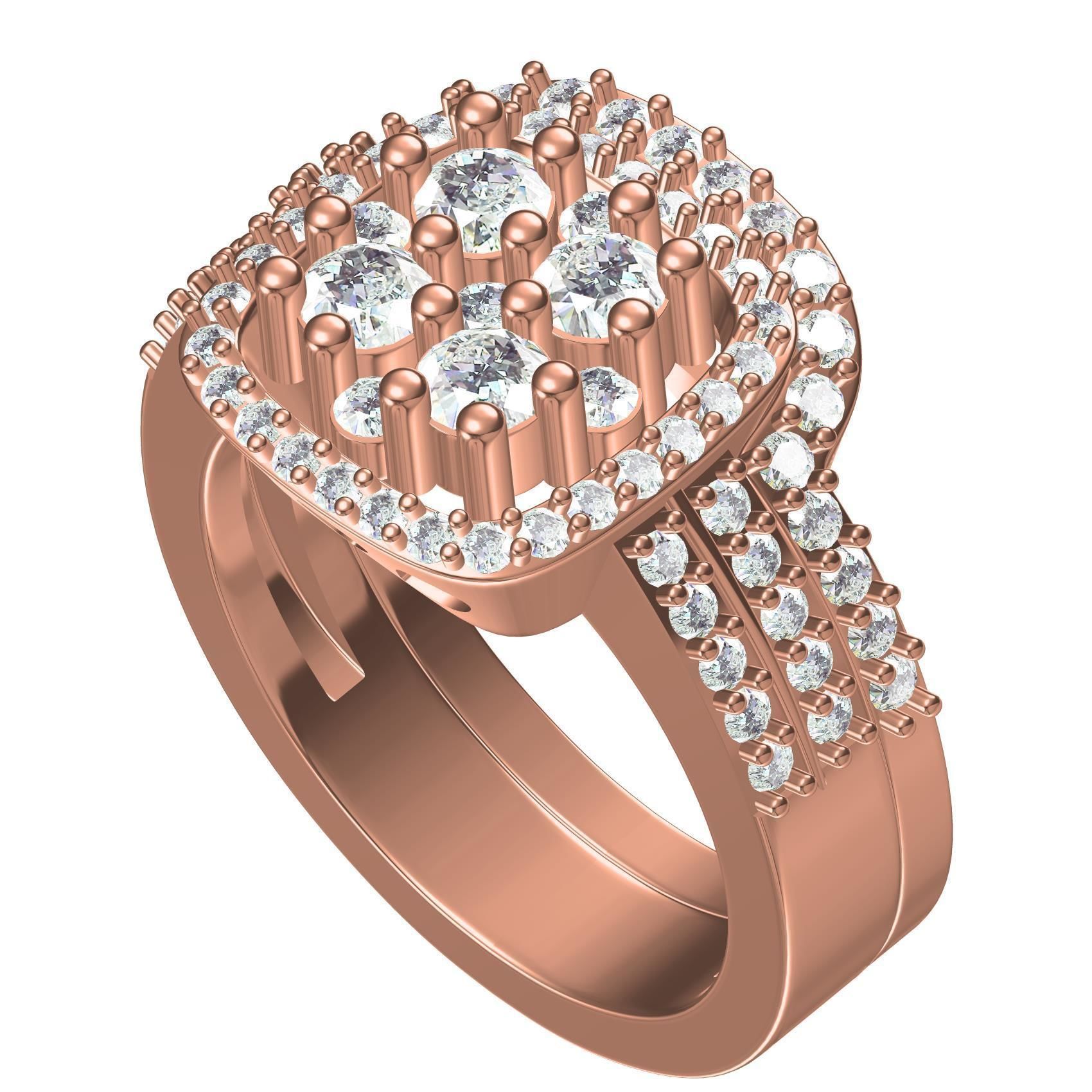 Beautiful Round Diamond Solitaire Ring with Band 3D print model_1