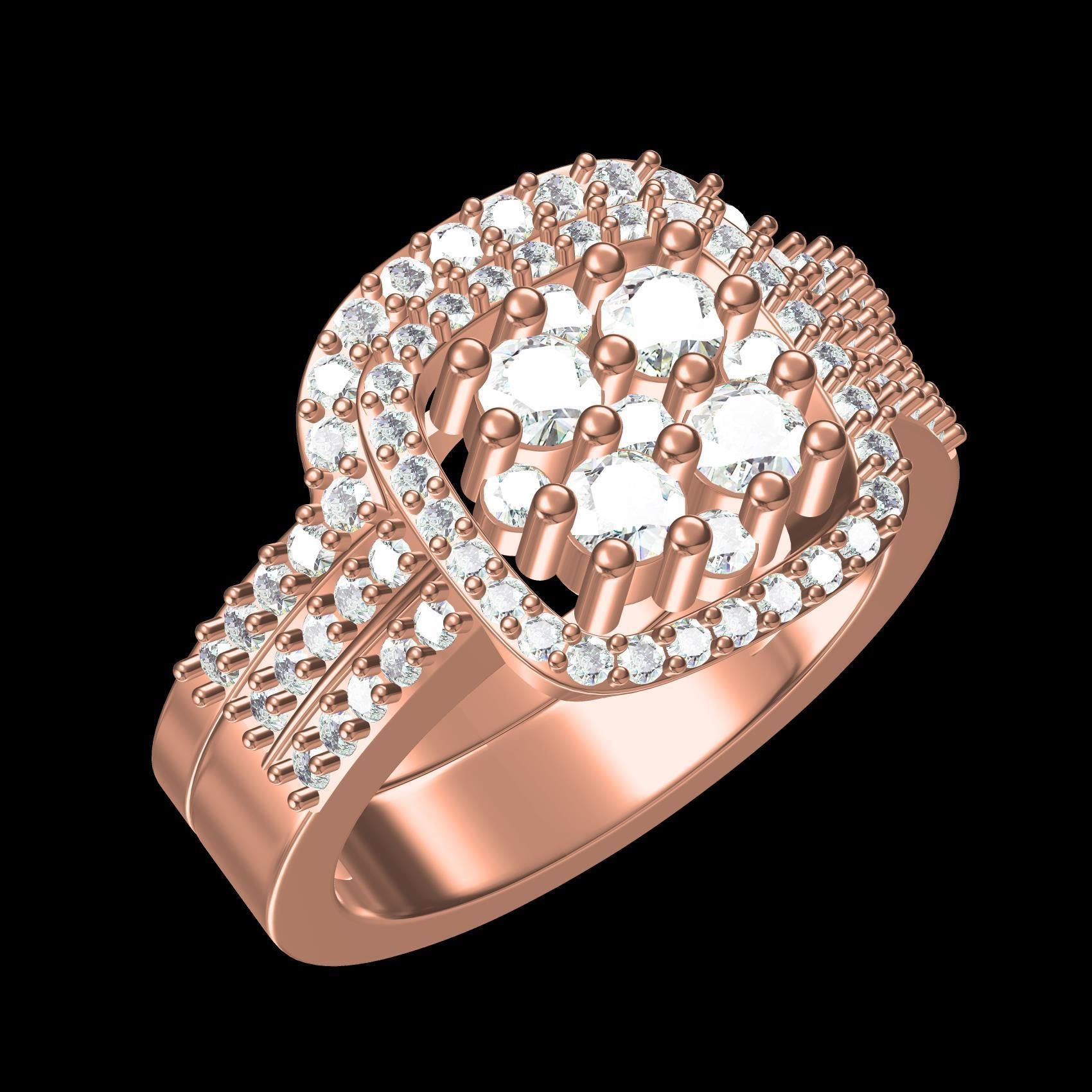 Beautiful Round Diamond Solitaire Ring with Band 3D print model_11