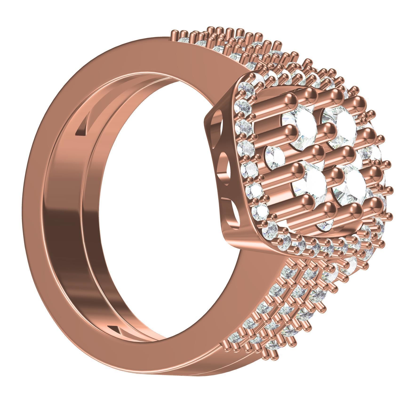 Beautiful Round Diamond Solitaire Ring with Band 3D print model_4