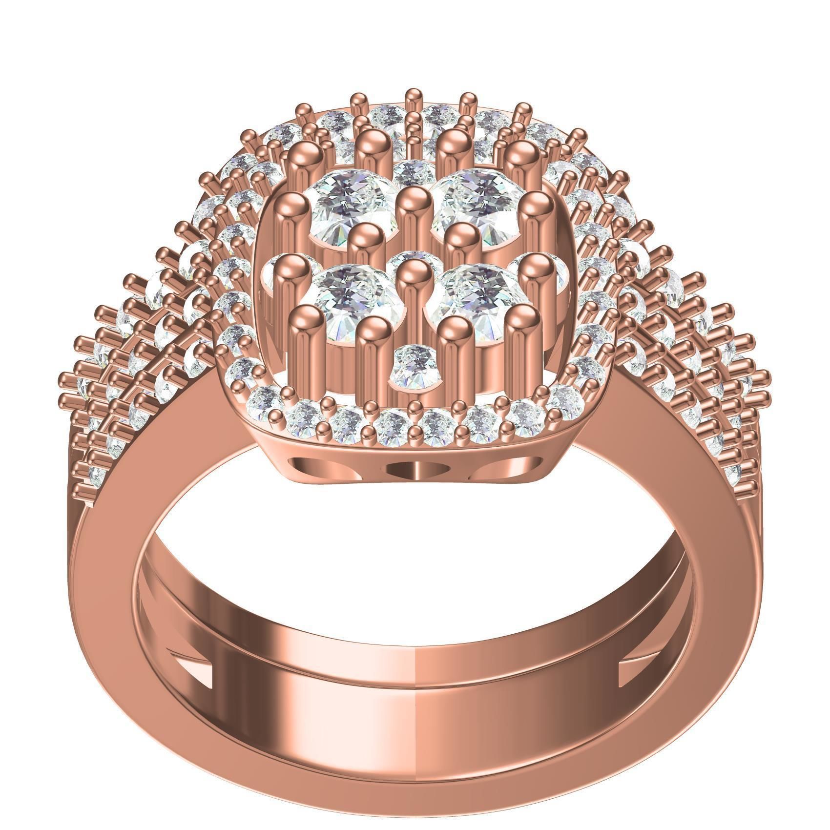 Beautiful Round Diamond Solitaire Ring with Band 3D print model_2