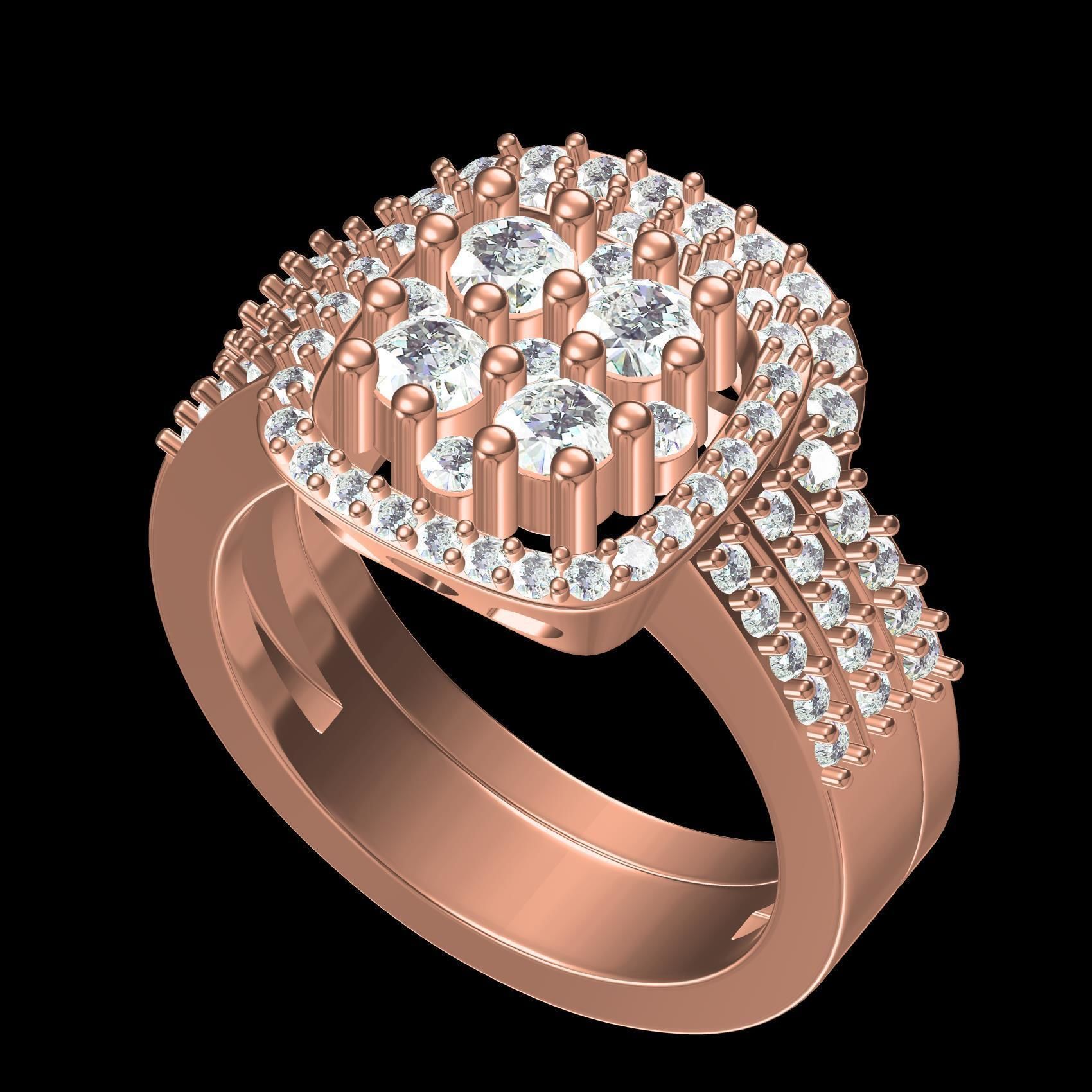 Beautiful Round Diamond Solitaire Ring with Band 3D print model_10