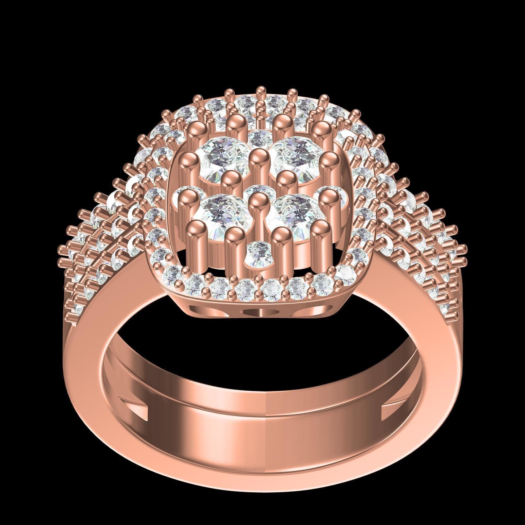 Beautiful Round Diamond Solitaire Ring with Band 3D print model_9
