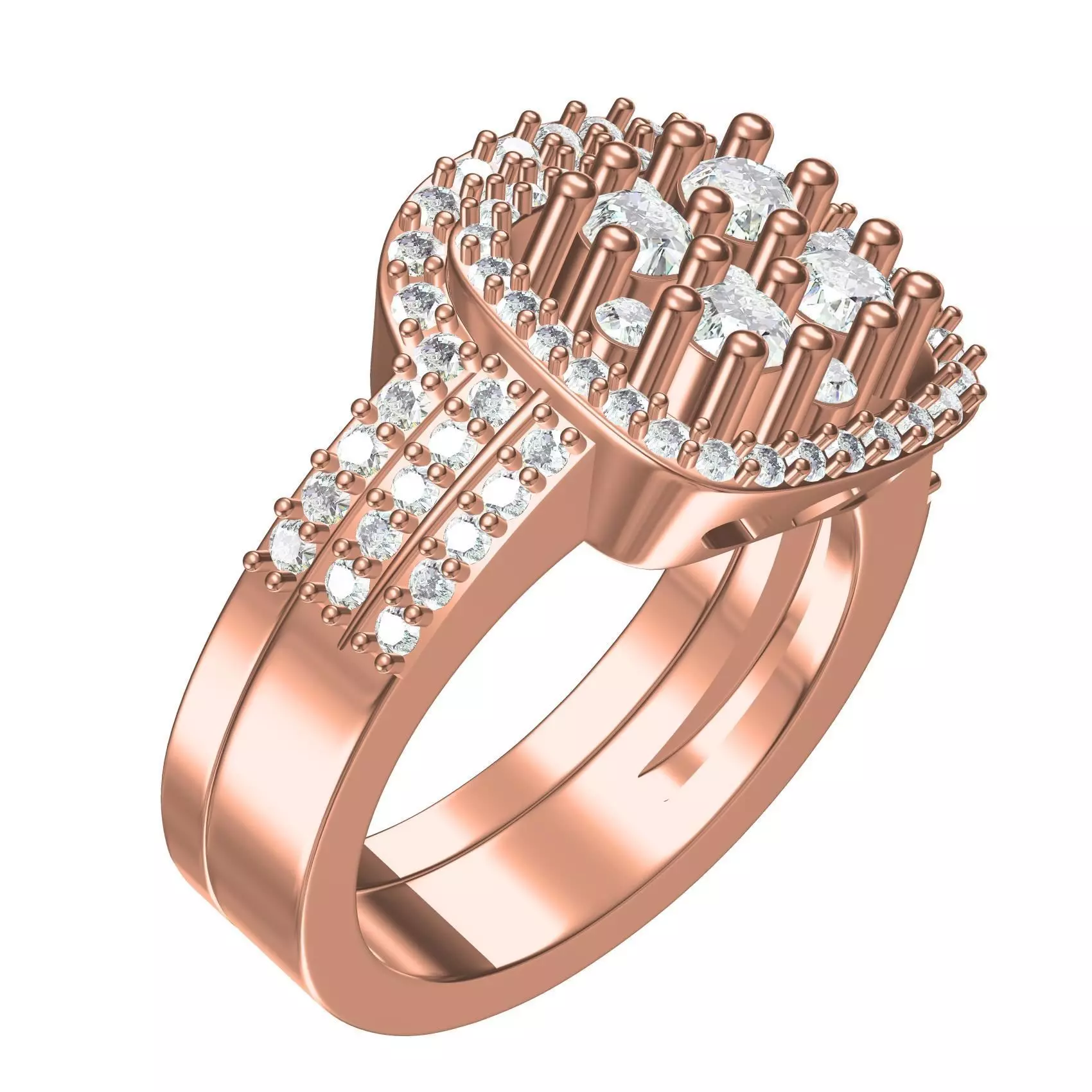 Beautiful Round Diamond Solitaire Ring with Band 3D print model_0