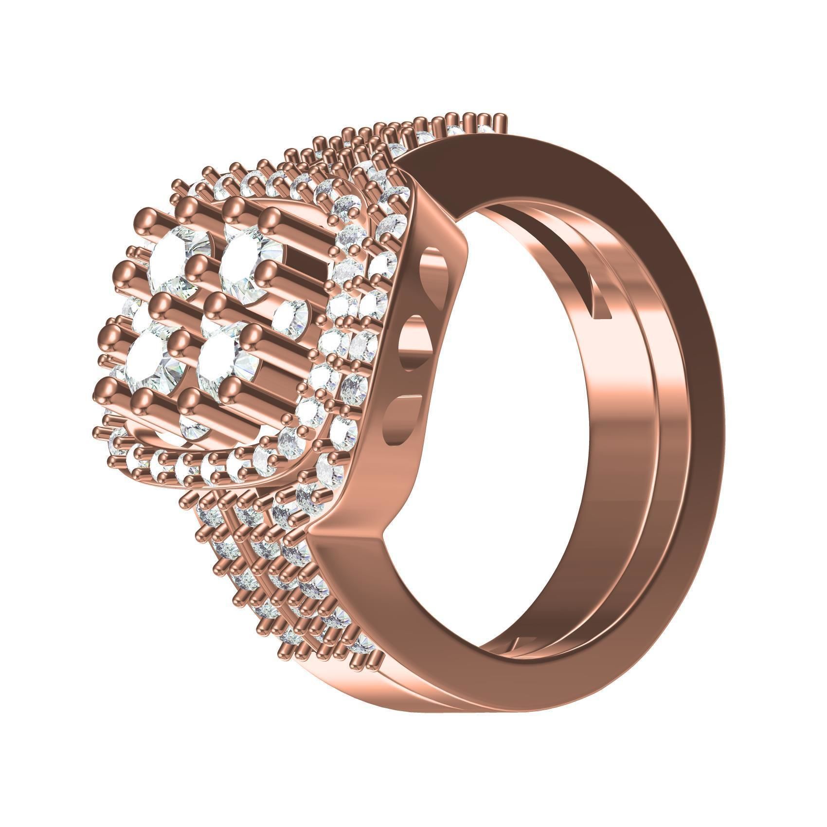 Beautiful Round Diamond Solitaire Ring with Band 3D print model_3