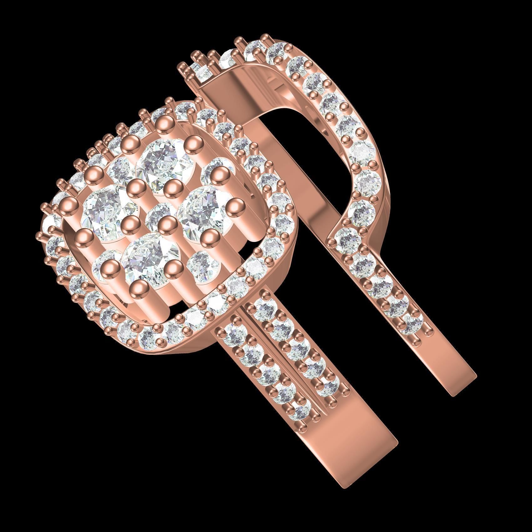 Beautiful Round Diamond Solitaire Ring with Band 3D print model_12