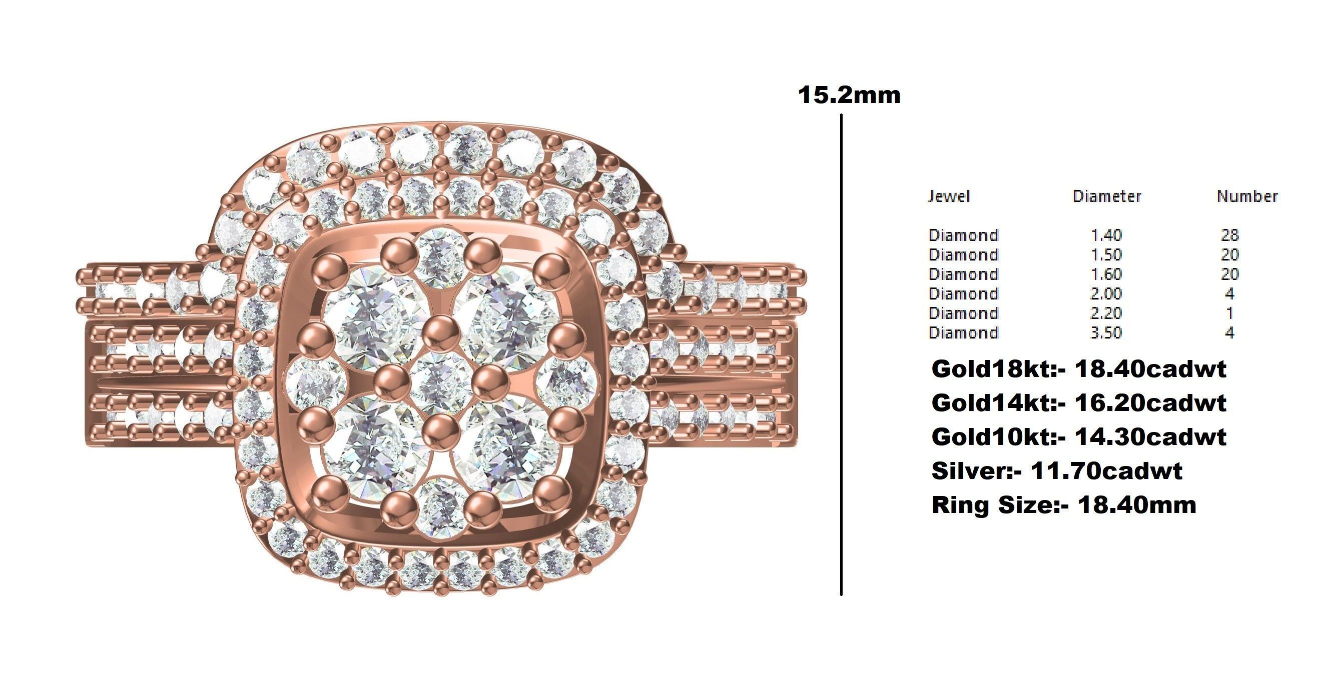 Beautiful Round Diamond Solitaire Ring with Band 3D print model_13