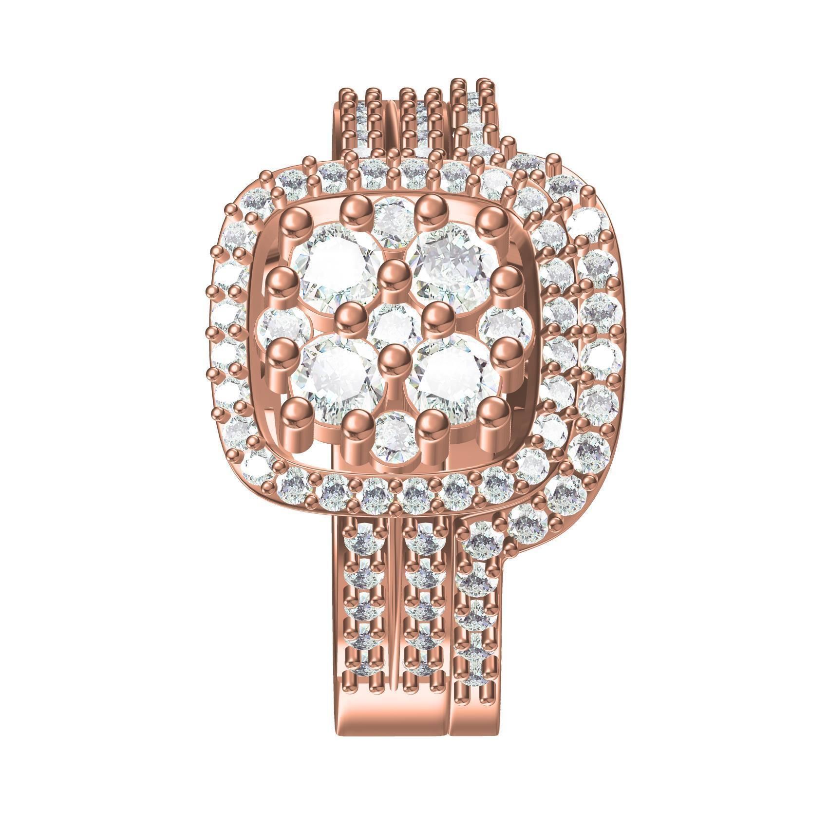 Beautiful Round Diamond Solitaire Ring with Band 3D print model_8