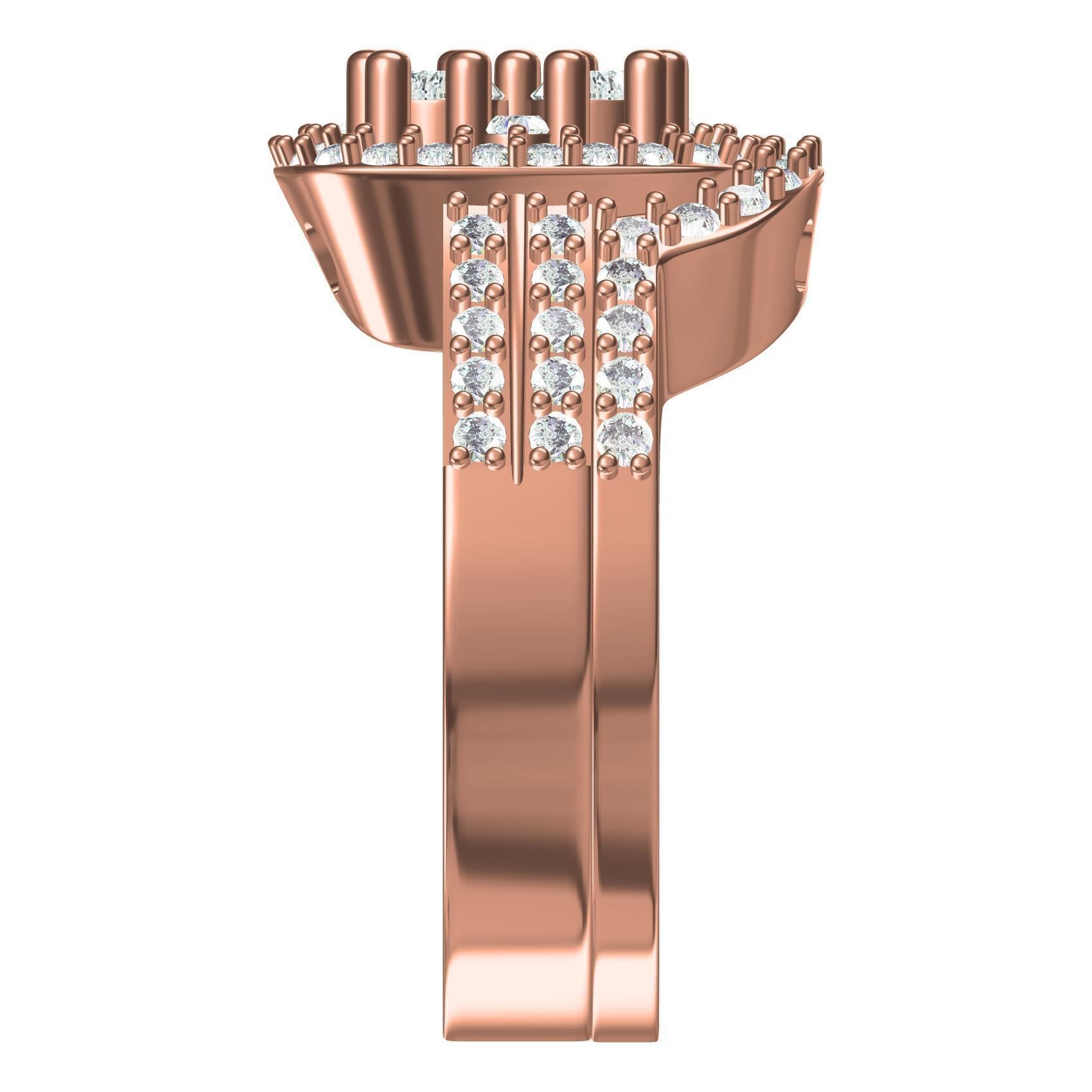 Beautiful Round Diamond Solitaire Ring with Band 3D print model_6