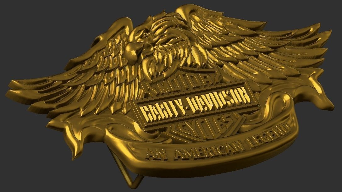 Harley Davidson Eagle Belt Buckle 3D print model_3
