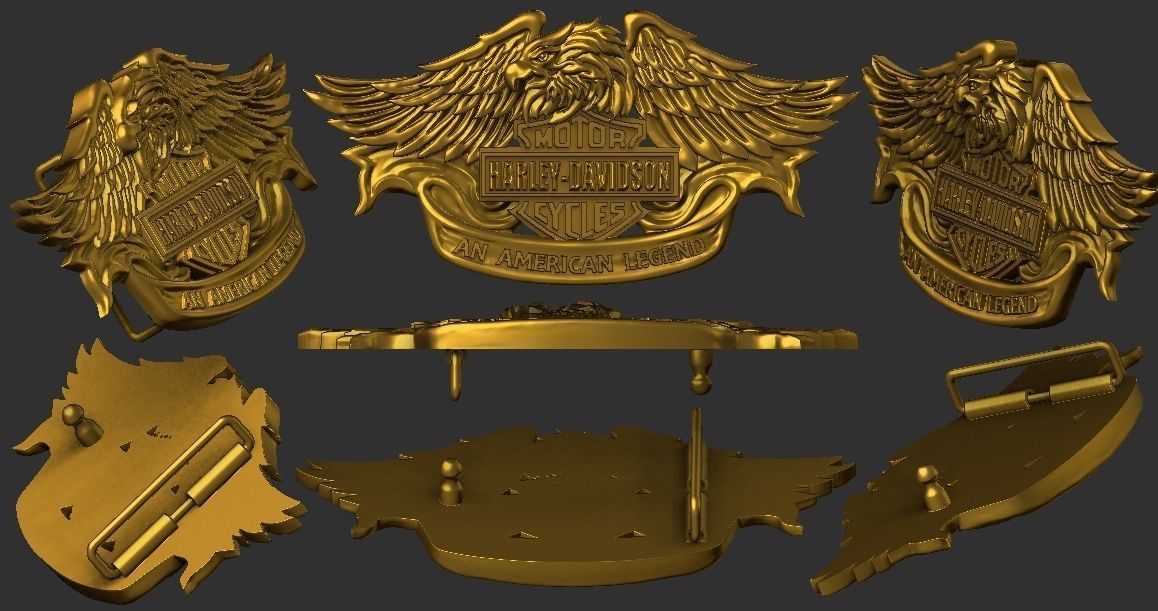Harley Davidson Eagle Belt Buckle 3D print model_5