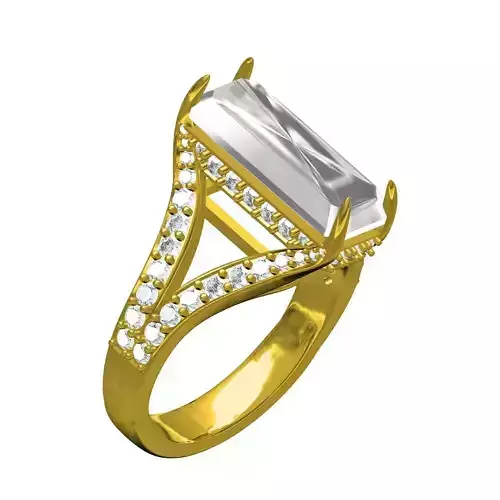 Antique Lond Emerald Stone Split Shank Vintage Ring