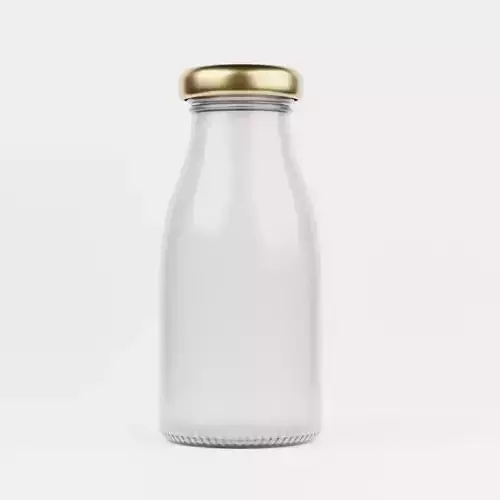 3d milk Glass bottle with golden cap 