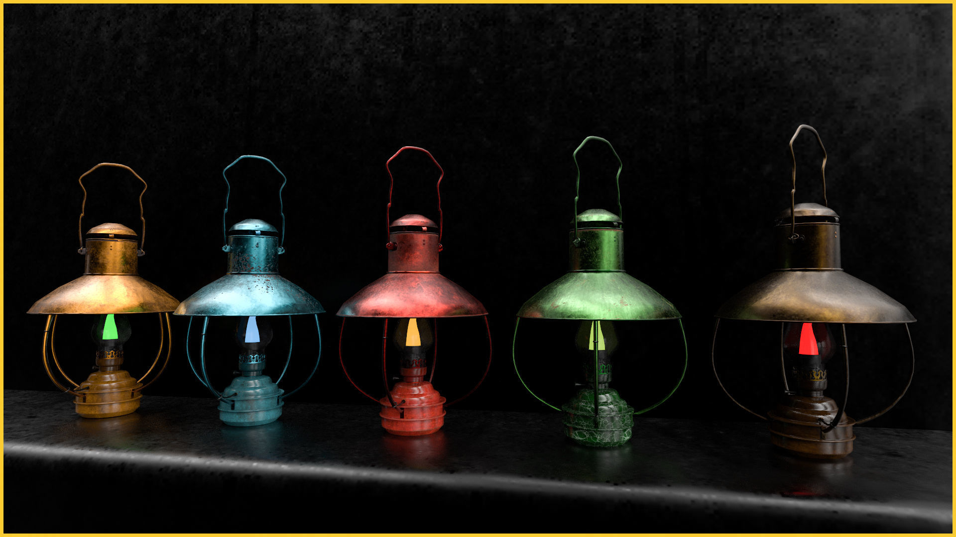 Ac old lantern plus Low-poly 3D model_7