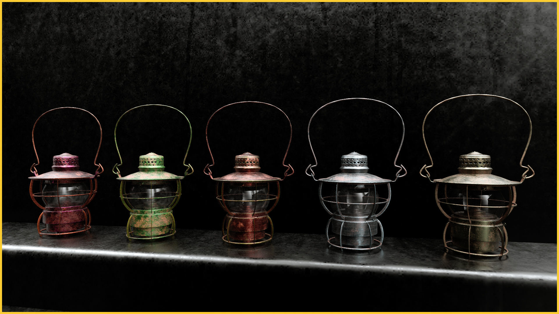 Ac old lantern plus Low-poly 3D model_6