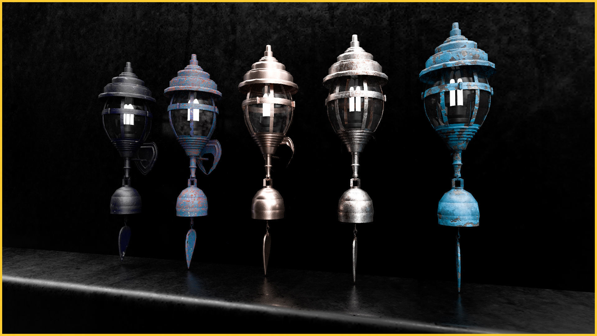 Ac old lantern plus Low-poly 3D model_4