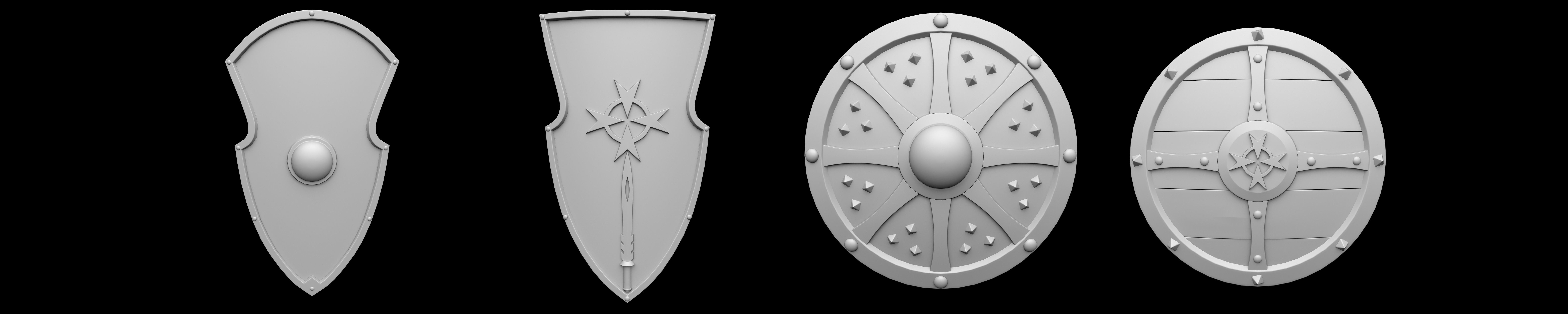 62 Shield Base Mesh Pack Low-poly 3D model_3