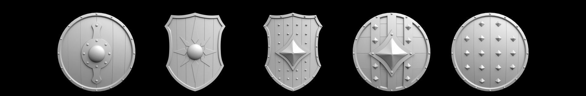 62 Shield Base Mesh Pack Low-poly 3D model_5