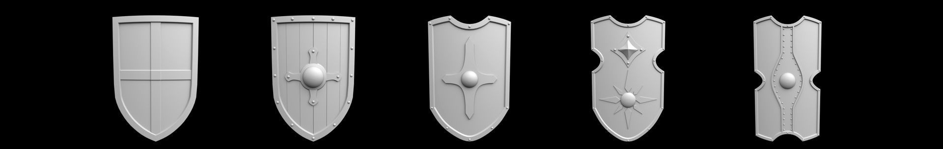 62 Shield Base Mesh Pack Low-poly 3D model_6