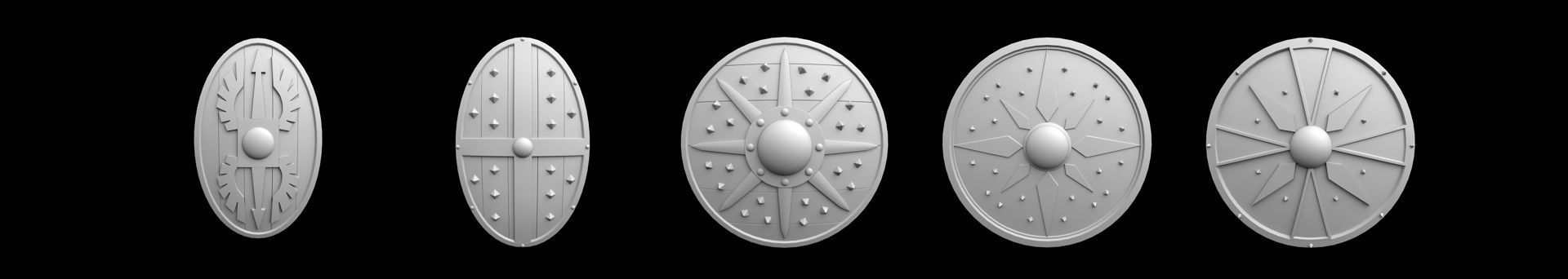 62 Shield Base Mesh Pack Low-poly 3D model_4