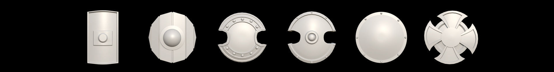 62 Shield Base Mesh Pack Low-poly 3D model_10