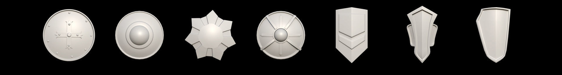 62 Shield Base Mesh Pack Low-poly 3D model_12