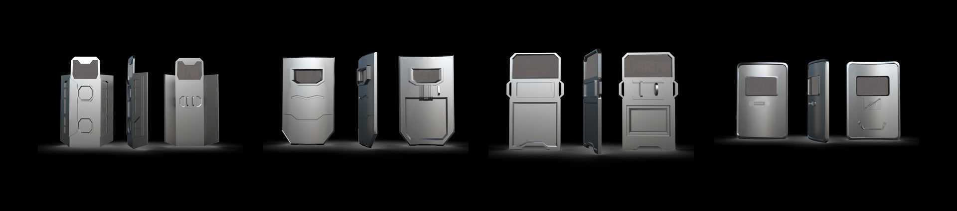 62 Shield Base Mesh Pack Low-poly 3D model_8