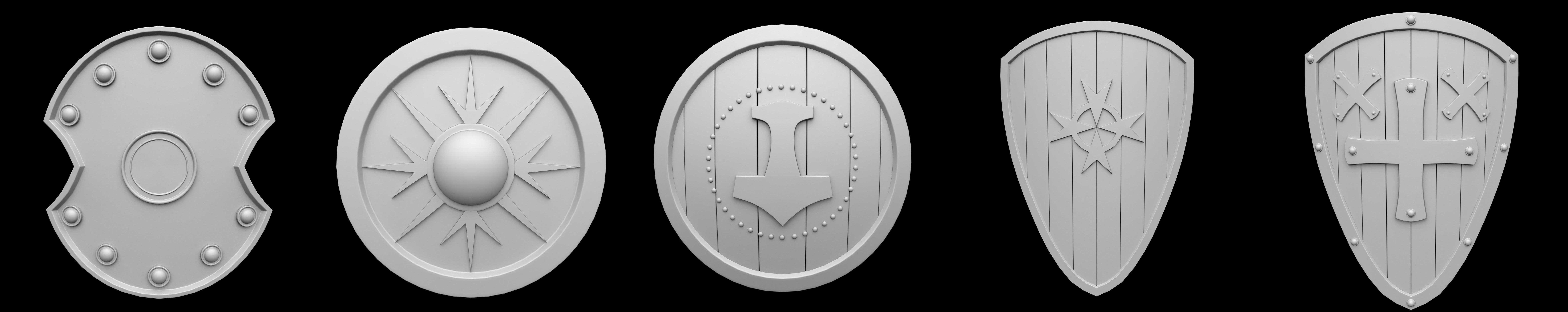 62 Shield Base Mesh Pack Low-poly 3D model_2