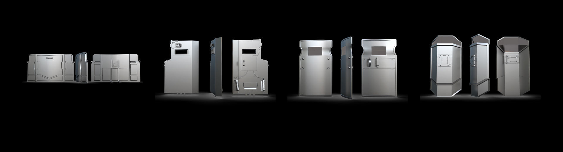 62 Shield Base Mesh Pack Low-poly 3D model_7