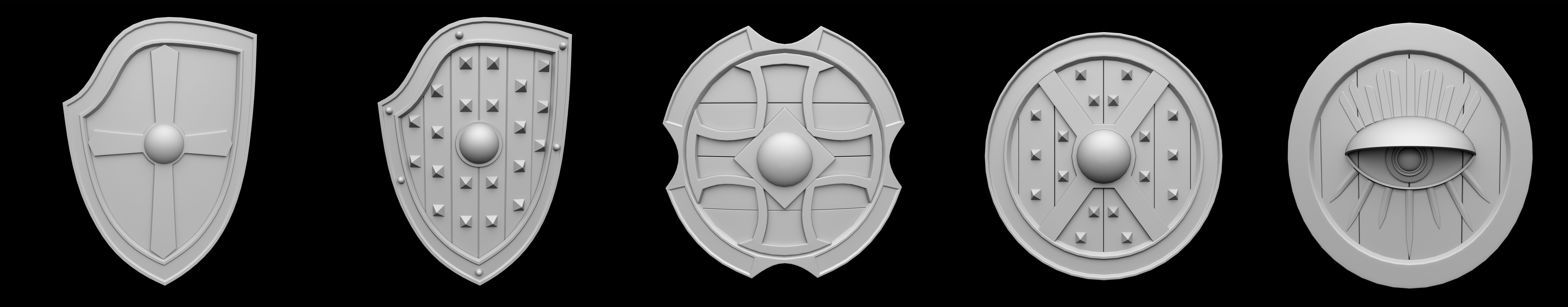 62 Shield Base Mesh Pack Low-poly 3D model_1