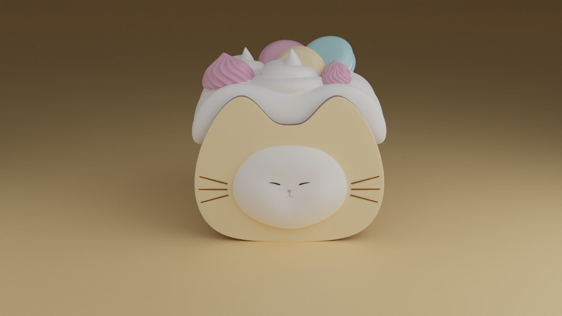 kitty cake 3D print model_6