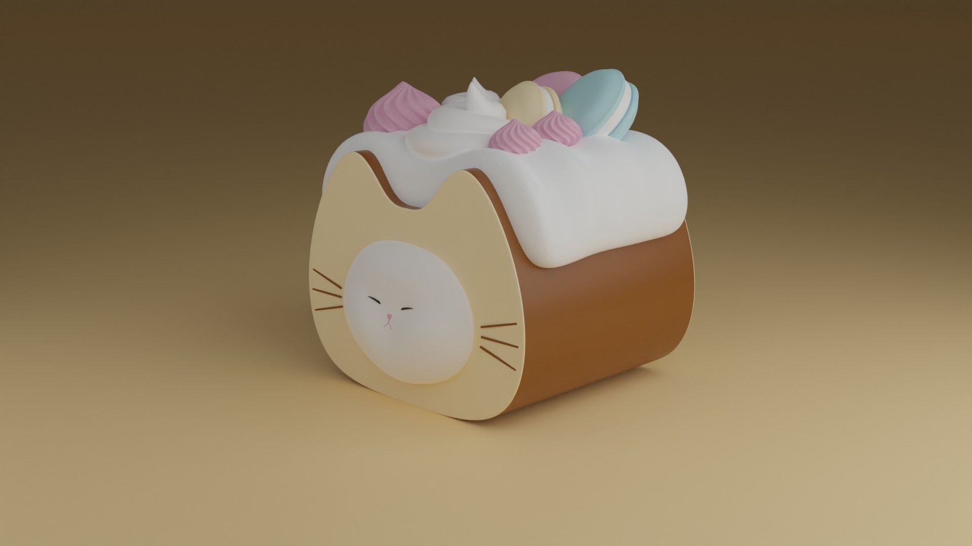 kitty cake 3D print model_13