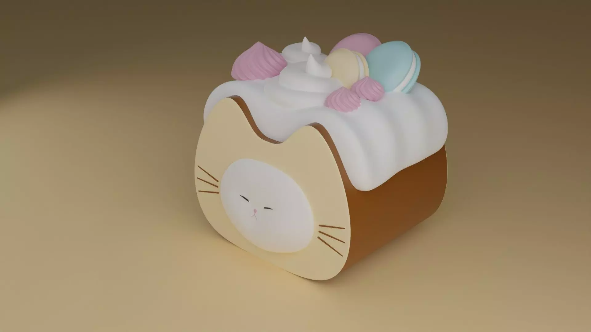 kitty cake 3D print model_0