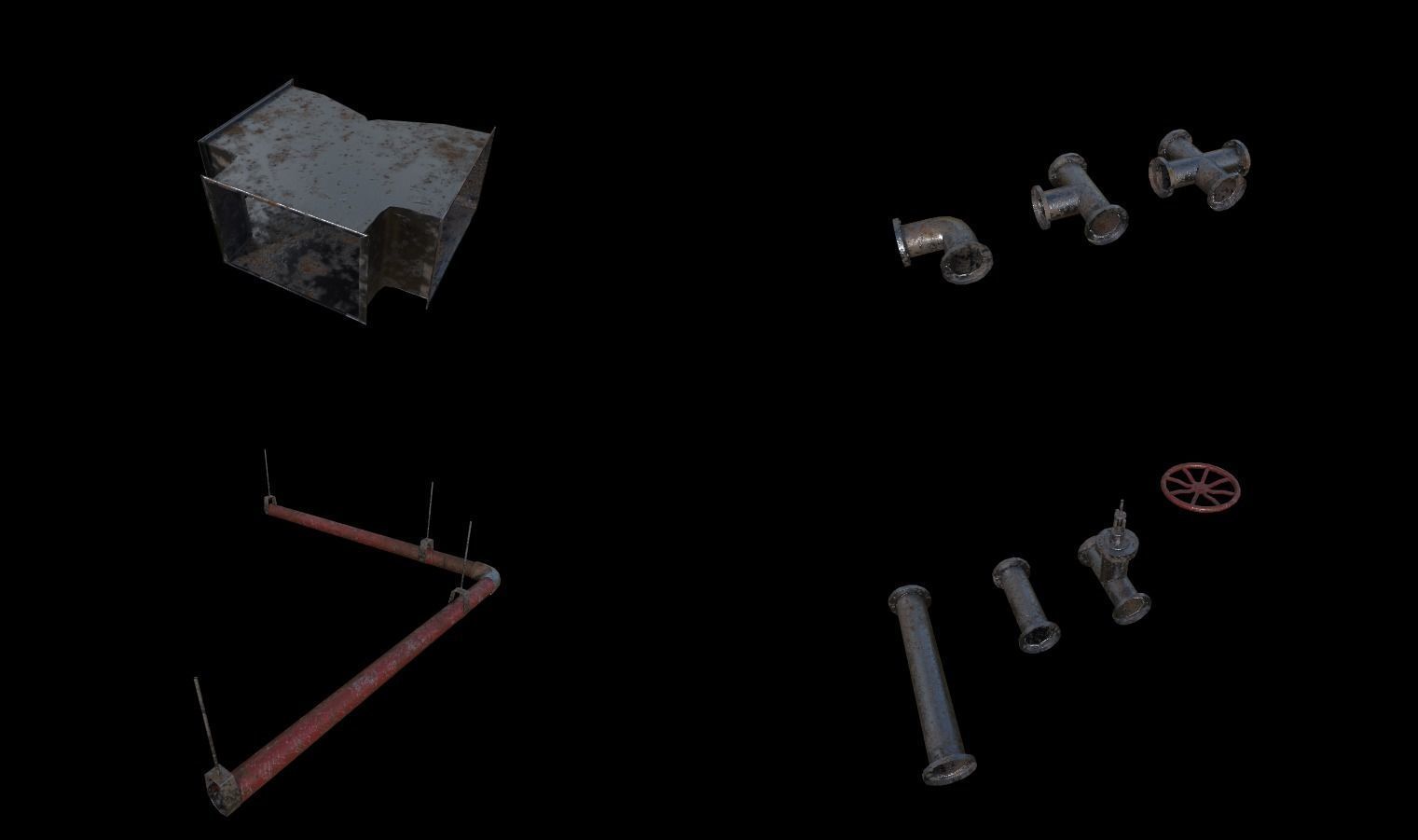 Modular Horror Hospital Pack Low-poly 3D model_48