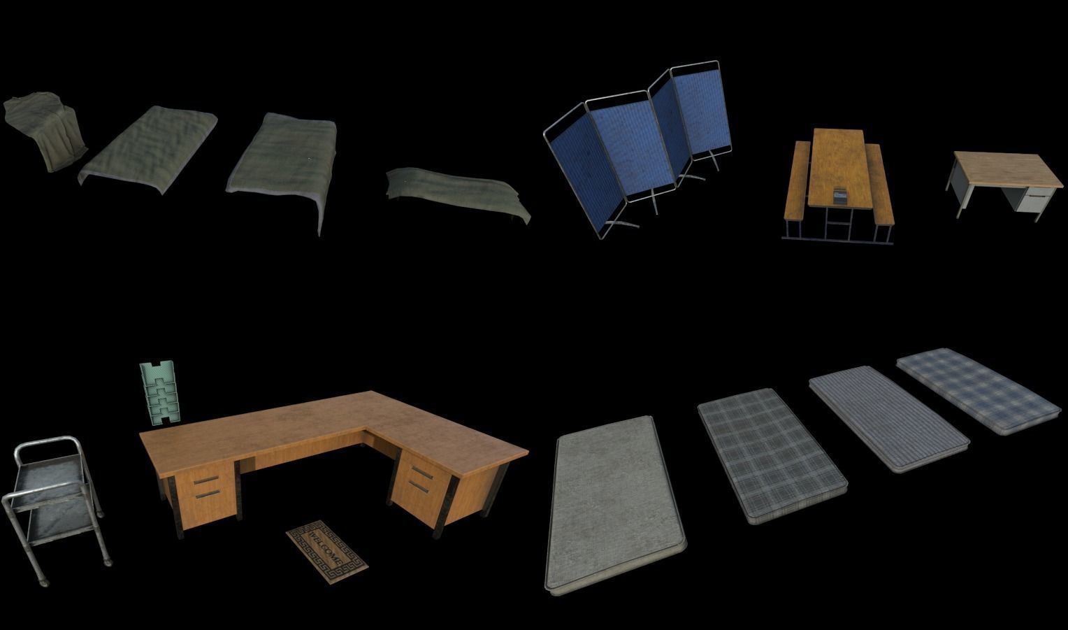 Modular Horror Hospital Pack Low-poly 3D model_57